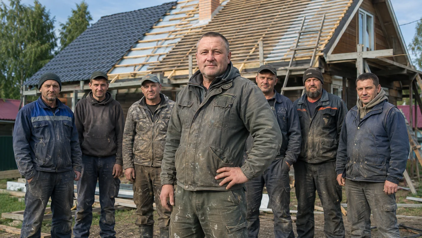 Кровельная бригада на объекте